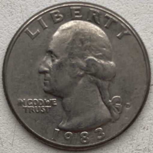 США 25 центов (квотер) 1983 г. D