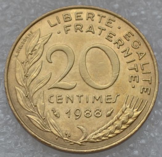 Франция, 20 сантимов 1988 г.