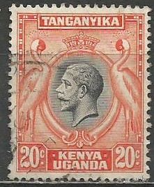 Кения Уганда и Танганьика. Король Георг V. Венценосный журавль. 1935г. Mi#35.