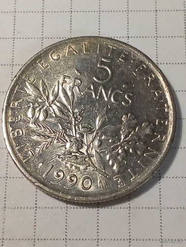 5 франков Франция 1990 год