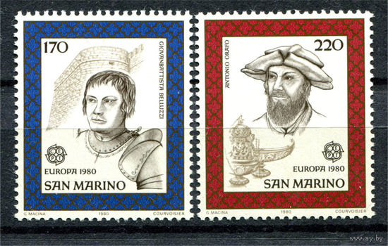 Сан-Марино - 1980г. - Известные люди - полная серия, MNH, потрескавшийся клей [Mi 1212-1213] - 2 марки