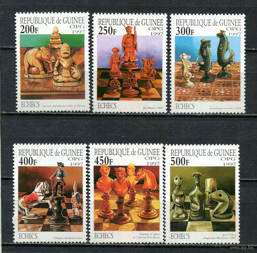 Гвинея - 1997 - Шахматы - [Mi. 1666-1671] - полная серия - 6 марок. MNH.  (Лот 80HB)-T4P51
