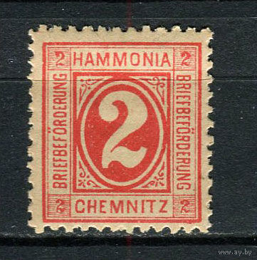 Германия - Хемниц - Местные марки - 1887 - Цифры 2Pf - [Mi.9b] - 1 марка. MH.  (Лот 68CZ)