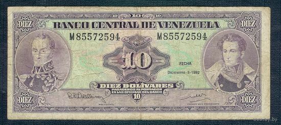 Венесуэла 10 боливар 1992 год.