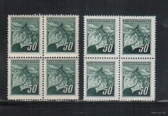 Чехословакия-1945,(Мих.426)  **  , Стандарт, Флора, Липа, кв.бл., оттенки