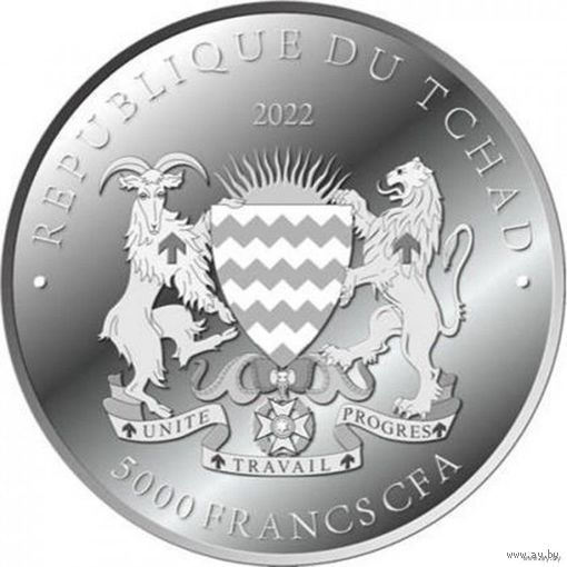 Чад 5000 франков 2022 года, Proof. Биткоин. Герб. Серебро 999! Сторгуй за свою цену, предложи обмен! W260