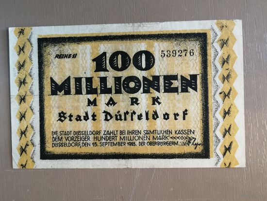 Германия, 100000000 марок, 1923 год, Дюссельдорф, 1150y, REIHE II