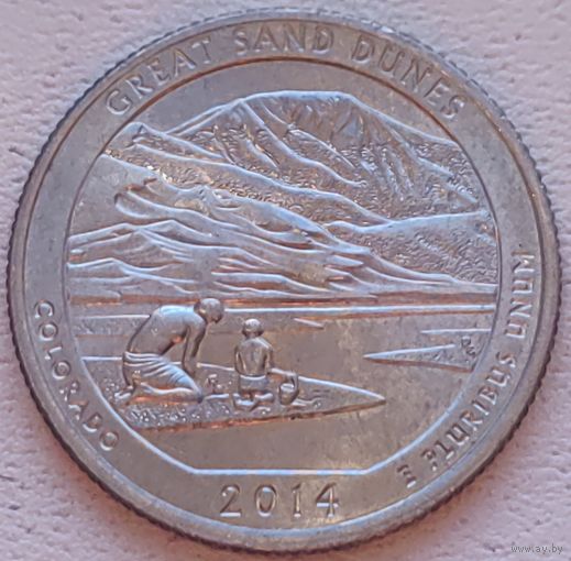 США 25 центов (квотер) 2014 D Great Sand Dunes Colorado