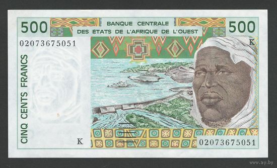 Западноафриканские штаты Сенегал 500 франков 2002 года. Буква К. Тип P-710K. Состояние аUNC!