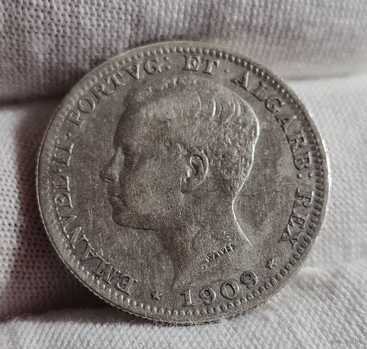 200 рейс реалов 1909 года, Португалия, Серебро, ХОРОШАЯ!