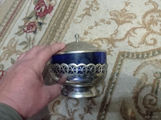 Сахарница СССР латунь стекло