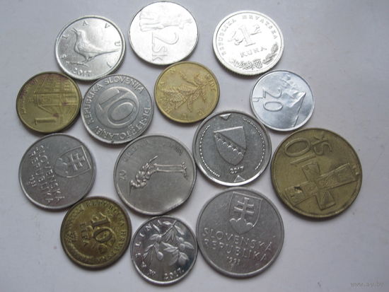 Монеты стран бывшей Югославии-Хорватия,Словения,Босния и Словакия 14ш.