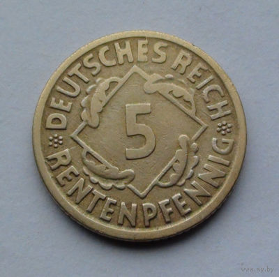 Германия - Веймарская республика 5 рентенфеннигов. 1924. E