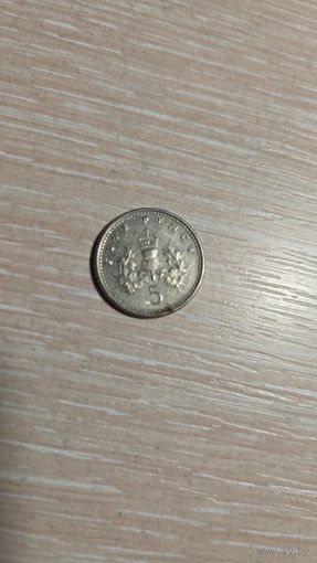 5 пенсов Британия 1990