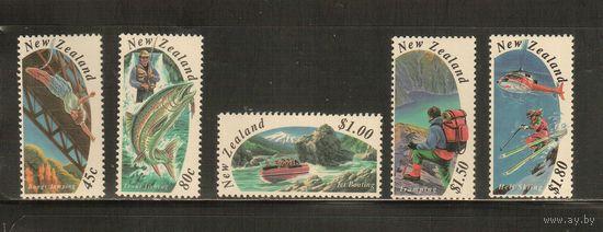 Новая Зеландия-1994(Мих.1327-1331) , ** , Морская фауна,Рыбы, Туризм, Спорт