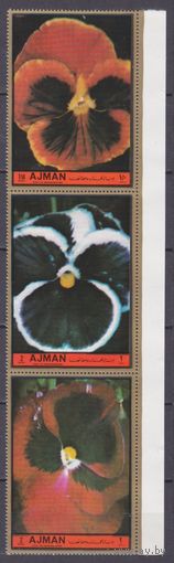 1972 Аджман 2130-2132strip Цветы 3,50 евро