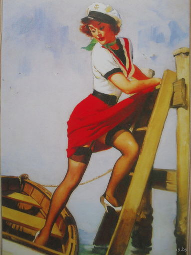 ЧИСТАЯ ОТКРЫТКА PIN-UP. худ. GIL ELVGREN.