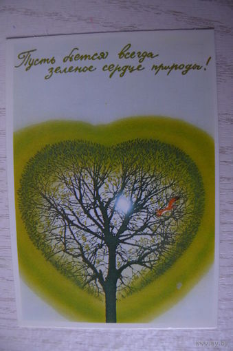 Календарик, 1987, Пусть бьется всегда зелёное сердце природы! (белка).