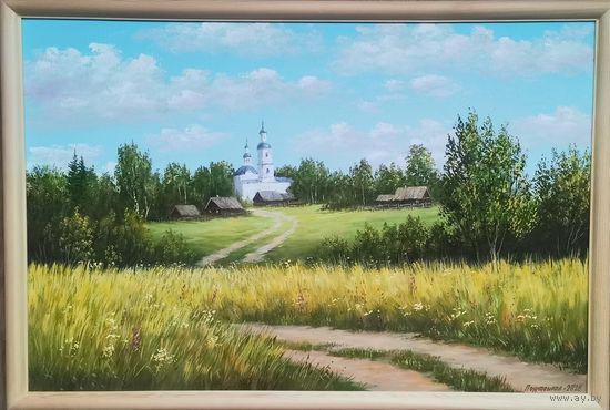 Картина маслом "Родные места"