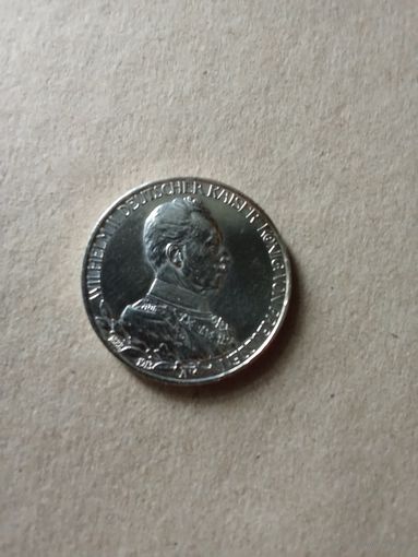 Германия Пруссия 3 марки 1913 г. серебро. Вильгельм II мундир. Блеск!!!