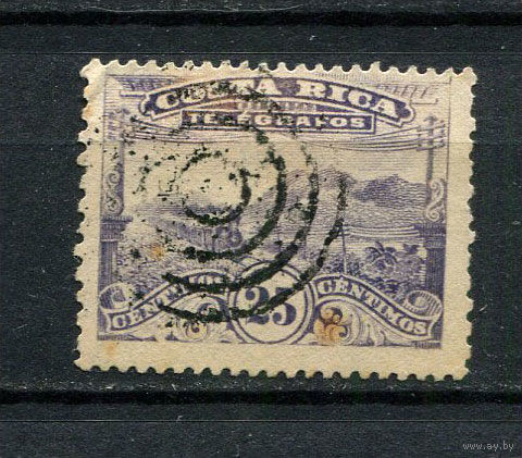 Коста-Рика - 1907 - Поезд 25С. Телеграфная марка - 1 марка. Гашеная.  (LOT Ds1)