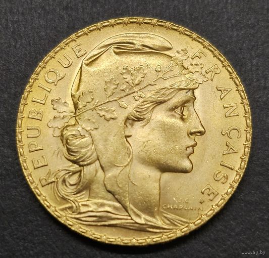 20 франков . Франция . 1913. UNC. Идеальная. Из личной коллекции.