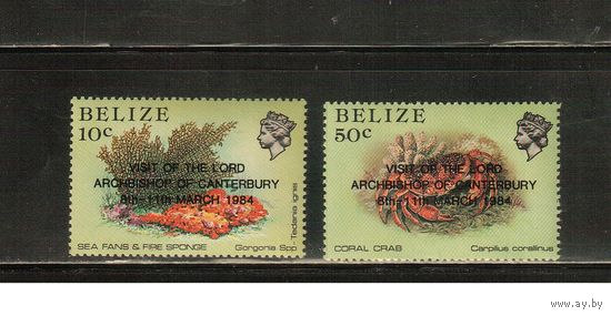 Белиз-1984(Мих.745-746) , **  , Морская  Фауна, , Рыбы, Крабы , Надп. (полная серия)