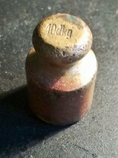 Гиря старая Польша 100 гр., бронза латунь, гирька торговая аптечная, клейма, (13)