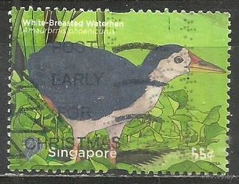 Сингапур. Птицы. Белогрудый погоныч. 2011г. St#1908.