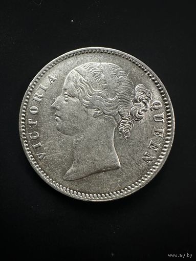 1 рупия 1840 Британская Индия. Штемпельная! AU