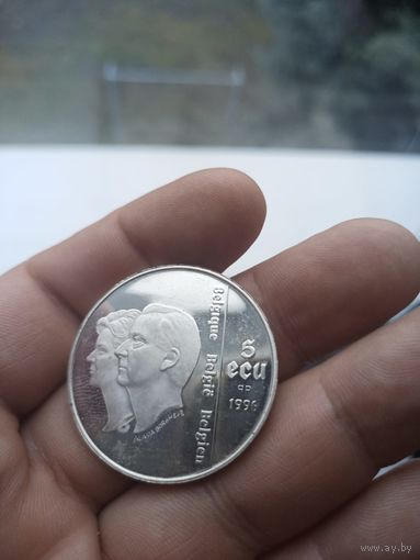 Бельгия 5 экю 1996г,50 лет ЮНИСЕФ,серебро,вес 22,85 XAGg проба 833