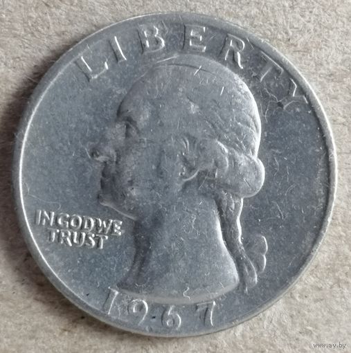 США 1/4 доллара/ квотер/ 25 центов 1967 год, KM# 164a