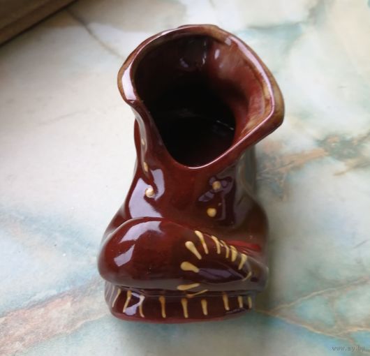 Пепельница Башмак СССР. Обливная керамика