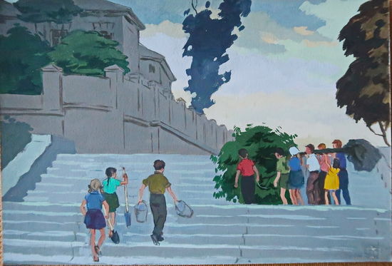 Рисунок к деафильму "Нонка"художник Афанасьева Н. А.1964 год Наследие СССР