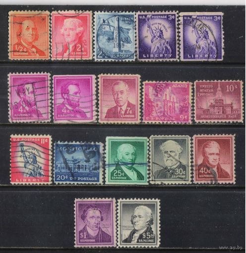 США 1954 Знаменитые американцы и памятники Стандарт #A,C 650,654-7,661,664-6,669-72,674-5