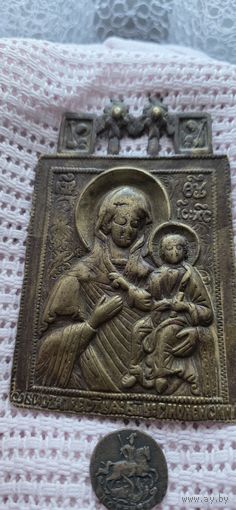 Икона меднолитая Смоленская Одигитрия