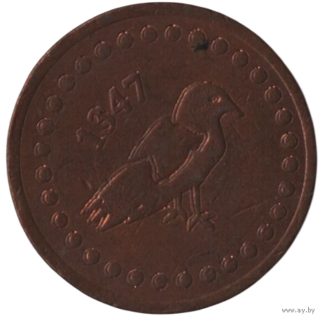 Город Турку (Або). 1 ярмарочная марка 2002. Средневековая ярмарка в Турку. Токен.