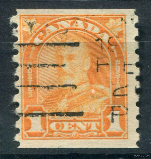 Канада - 1930/31г. - король Георг V, без перфорации: 8 1/2, оранжевая, 1 с - 1 марка - гашёная [Mi 139 D]. #3-WB-68-A-1