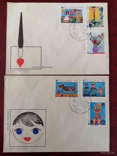 Польша 1971 Три КПД с полной серией марок "25 лет UNICEF" (спецгашение) марки Mi.2079-2086 каталог 4.20 евро