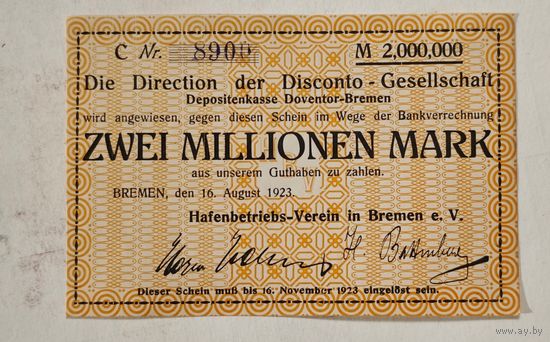 1923 год Германия 2 000 000 марок