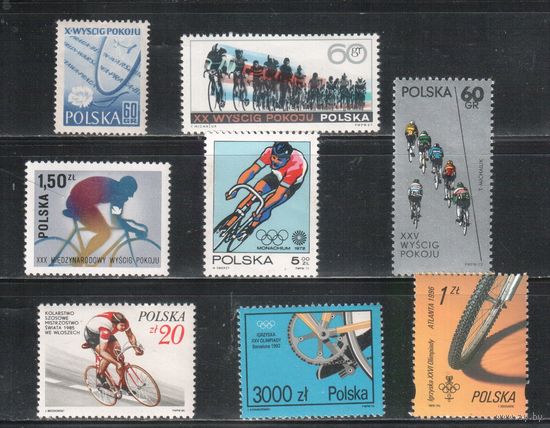 Польша-1957-1996(Мих.1015-)  **  ,  Спорт, Велосипед, Велоспорт , 8 марок