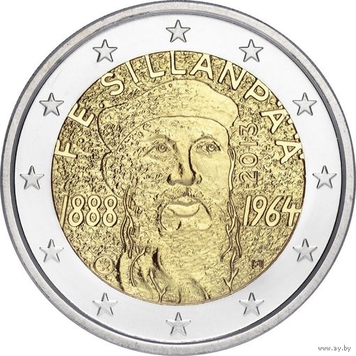 2 Евро 2013 Финляндия  125 лет со дня рождения Франса Эмиля Силланпяя UNC из ролла