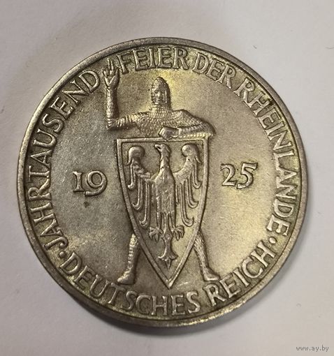 С рубля без мц! 3 марки 1925 D рыцарь Веймар - в патине! Шикарный! Нечастый двор!