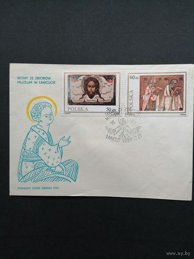 Польша 1989 КПД с неполной серией марок "Иконы" (спецгашение) Mi.3247-3248 каталог 1.00 евро