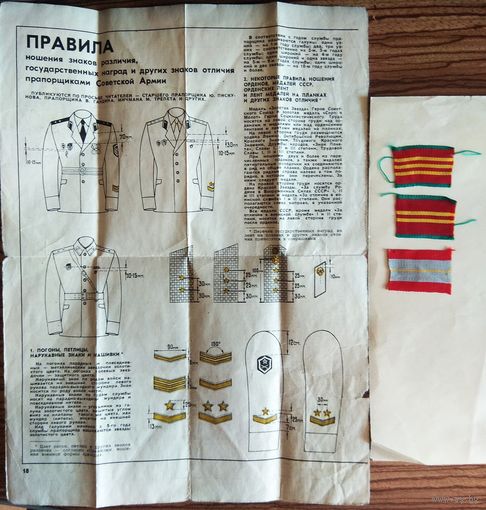 Правила ношения знаков различия,  наград прапорщиками СА СССР + орденские ленты.