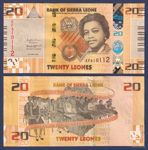 Сьерра-Леоне, 20 леоне 2022 г., P-W38, UNC