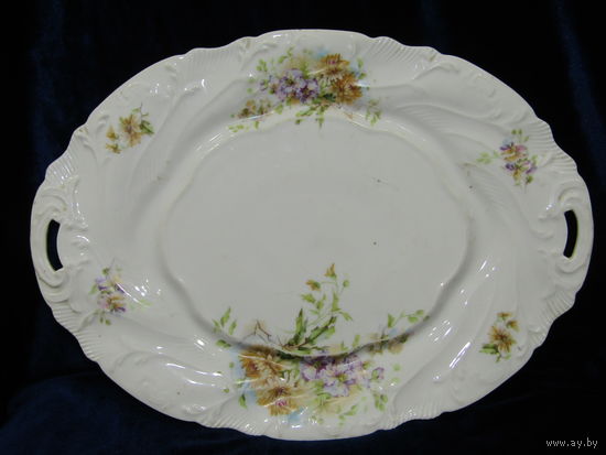 С рубля. Целое!! Блюдо сервировочное. "Фабрика Кузнецова на Волхове". Ручная работа. Номерное. Российская Империя. Оригинал.