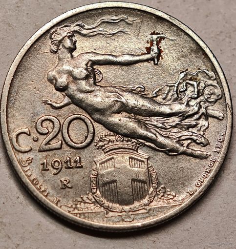 1911 год 20 чентезимо Италия