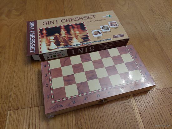 Шахматы, шашки, нарды. Настольные игры 3 в 1.