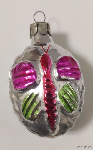 Елочная игрушка СССР.Медальон Бабочка.Стрекоза.